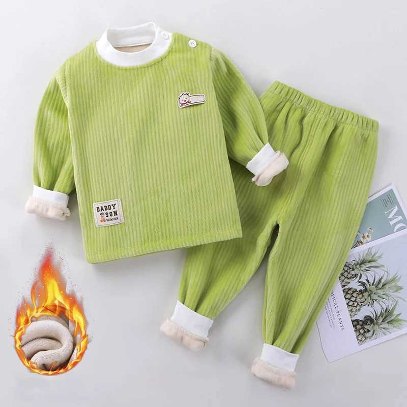 Childrens clothing autumn and winter two-piece warm clothing set padded Corduroy baby casual and comfortable home clothesW240716