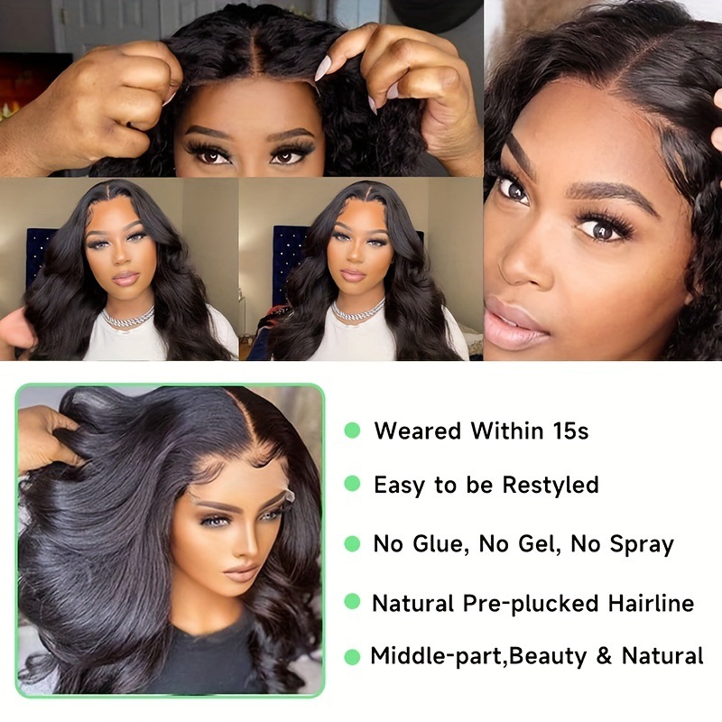 32 Inch 13x4 Body Wave Lace Front Human Hair Wigs 180% Brazilian Wave Lace Frontal Wig For Women Black Long Wig