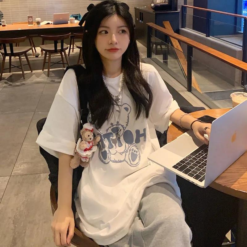 Women's T-shirt Korean Style Bear Print Short-sleeved Top