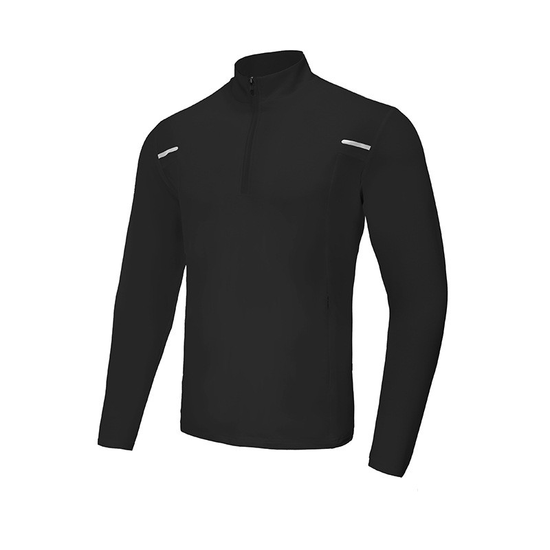 L61183M Mens Quick drying Shirts Long Sleeve Fitness Sweater Moisture Wadding Sweat Running Half Ziip Standing Collar T-shirt Plus Size 6XL