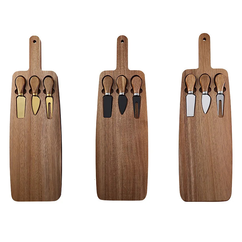 Acacia Cheese Board Set Knife Cutting Plate Steak 240717