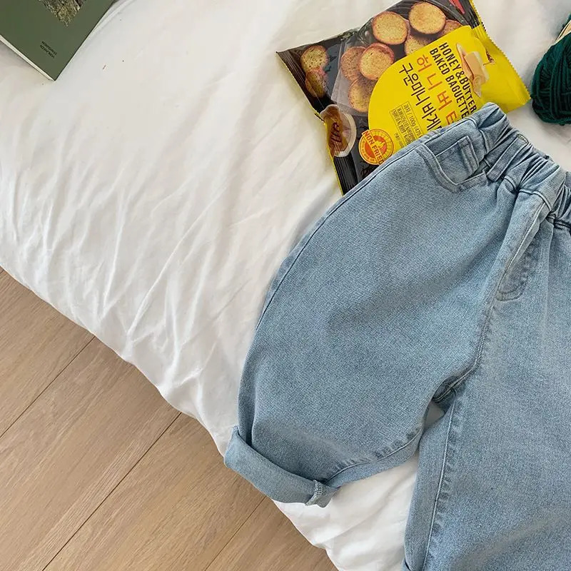 Children Clothing Spring and Summer Fashionable Korean Style Boys and Girls Spring Long Pants Handsome Casual Jeans 240716