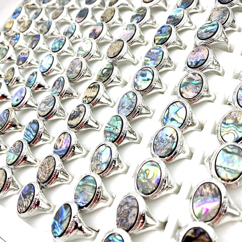 Wholesale of 20 pieces of vintage rings mens natural shells fashionable jewelry party gifts silver finger accessories 240710
