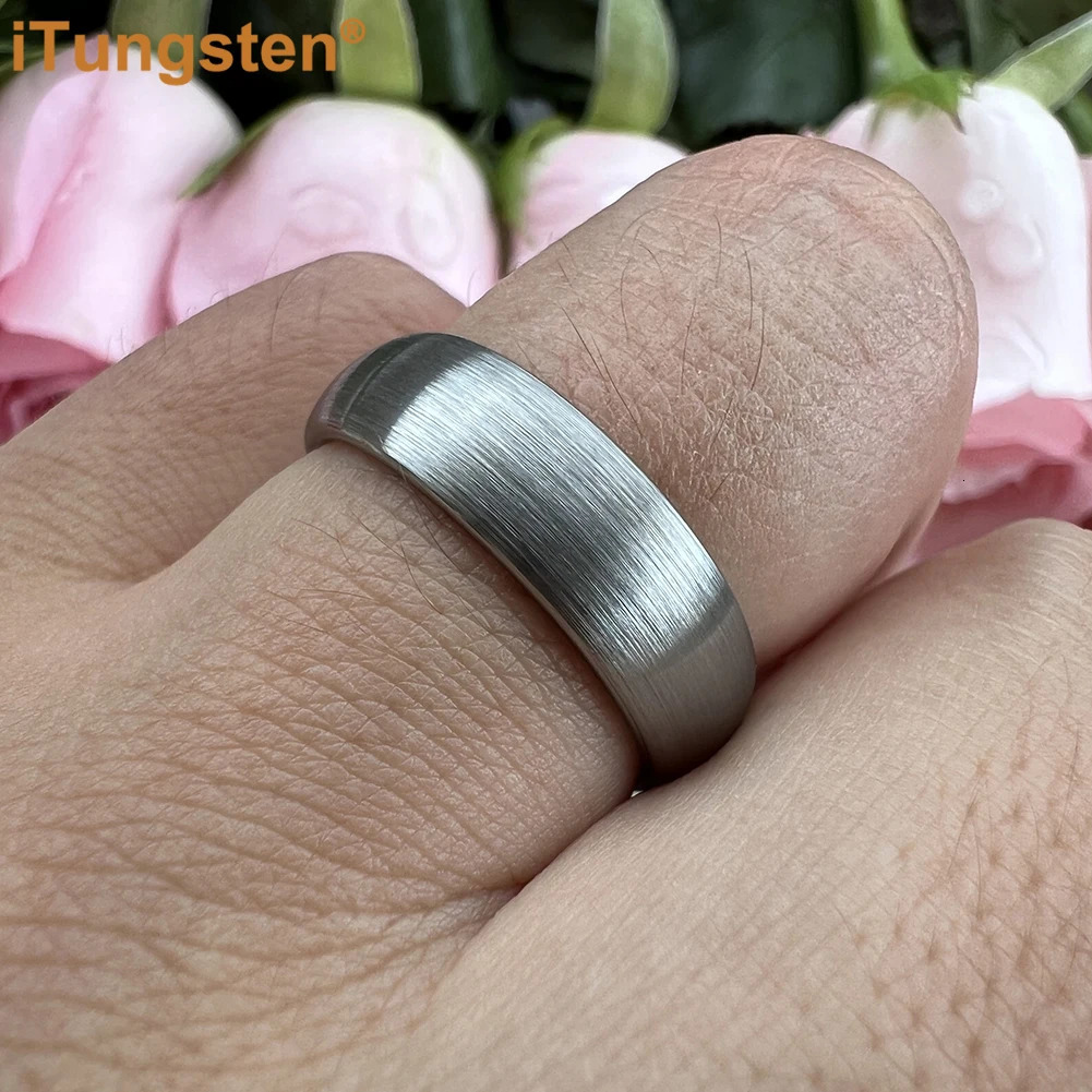 iTungsten 6mm 8mm Tungsten Carbide Ring for Men Women Engagement Wedding Band Fashion Jewelry Domed Brushed Finish Comfort Fit 240713