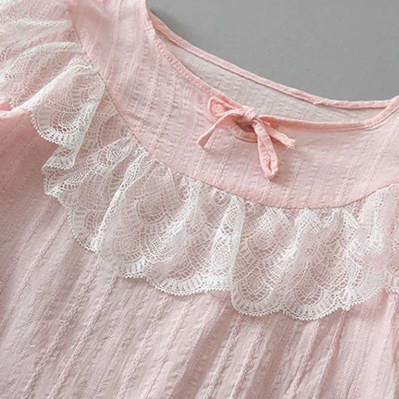 Spring and Autumn Childrens Thin Home Clothing Cute Princess Style Girl Long Sleeve Pajama Baby Cotton Linen Two Piece SetW240716
