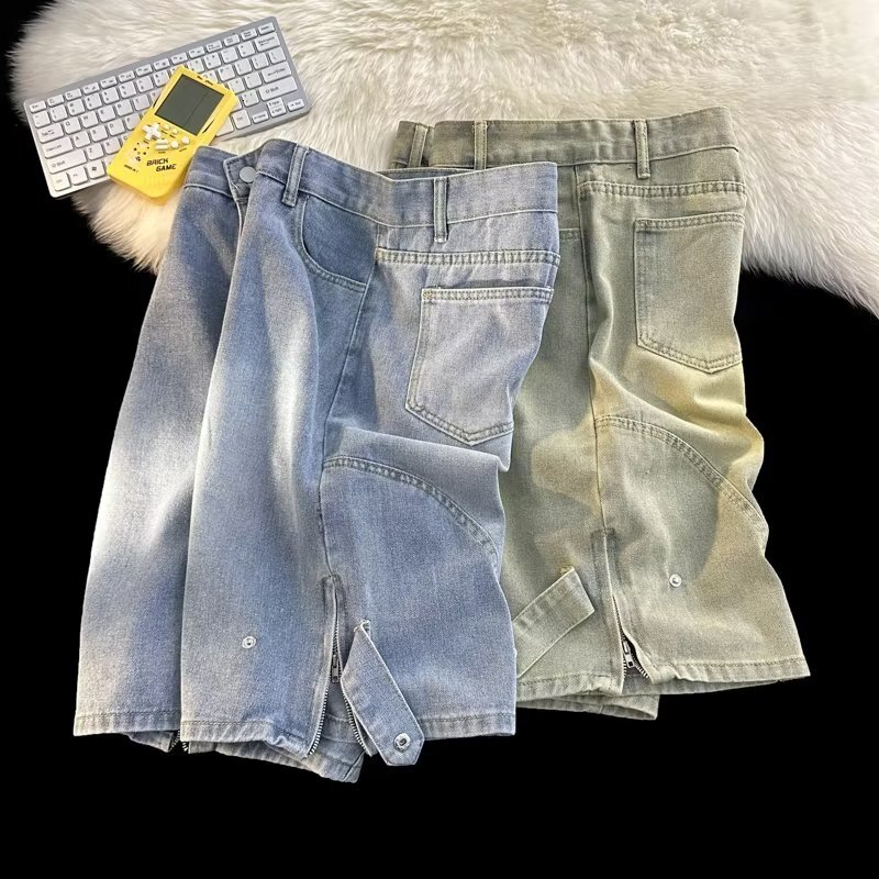 High street jeans shorts for boys summer 2023 new five quarter American casual loose and versatile trendy pants