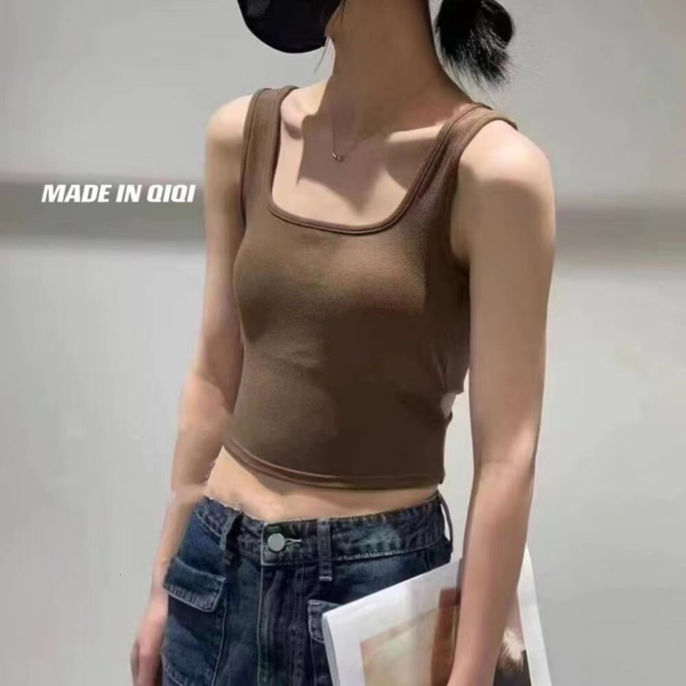 French style outerwear with chest cushion one-piece vest, slim fit, solid color, versatile, interior strap, beautiful back, pure cotton for women
