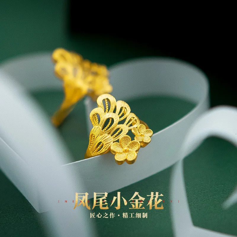 Original 18k Womens Gold Ring Anillos Mujer Never Fade 18k Pure Gold Jewelry Wedding Anniversary Adjustable Ring Gift 240805