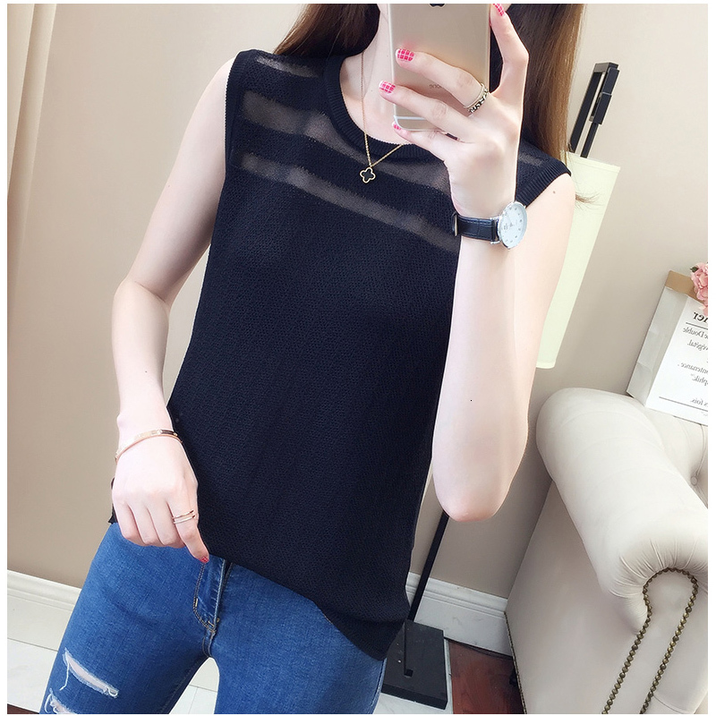 Tank and camisole women in spring, loose ice silk knit sweater outerwear, suit undergarment, sleeveless T-shirt for top