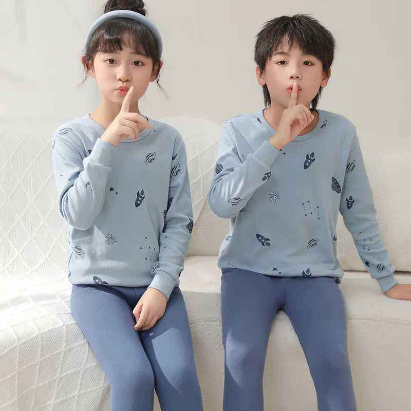 Childrens Pajama Set Avocado Printed Pajama Casual Autumn Childrens Baby Indoor Clothing Childrens Winter UnderwearW240716