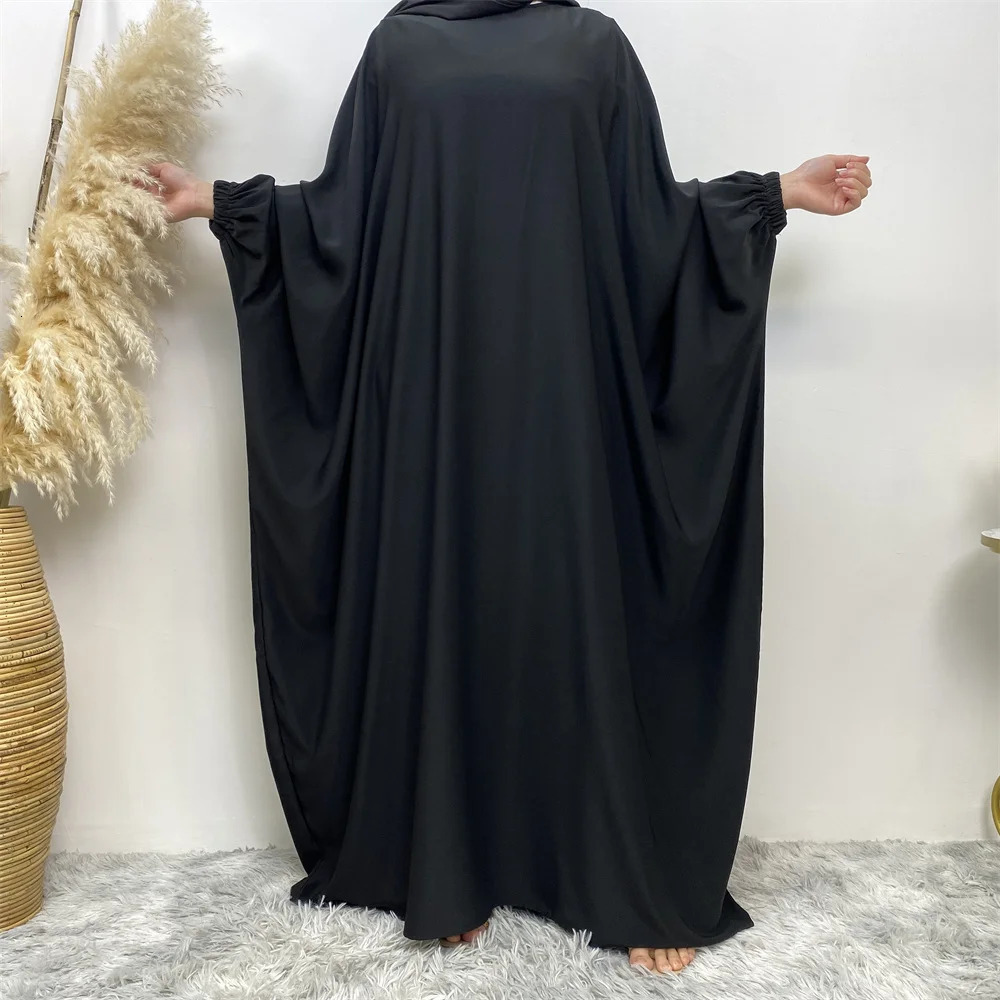 Ramadan Abaya For Muslim Women Bat Sleeve Loose Turkey Solid Color Djellaba Islamic Prayer Dresses Dubai Moroccan Caftan Woman 240712