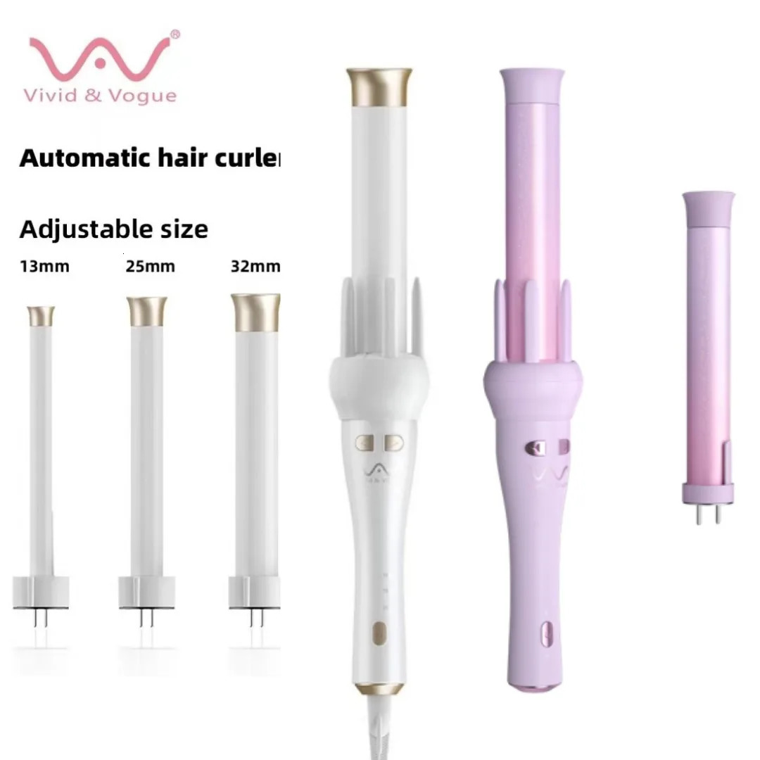Vivid Vogue White Purple 2 Colors Replacement Professional Portable Auto Rotating Curling Iron 32mm 13mm Hair Iron Genuine US 240717