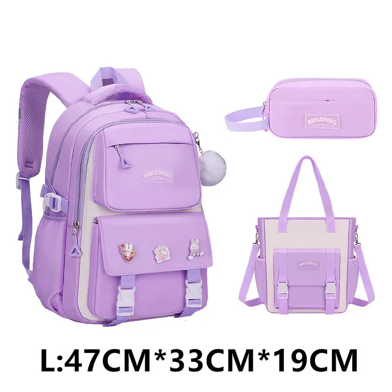 3 Pcs/Set School Bag for Girls Children Backpack Schoolbag Teenage School Child With Lunch box Pencil Case Kids Book Bag 240717
