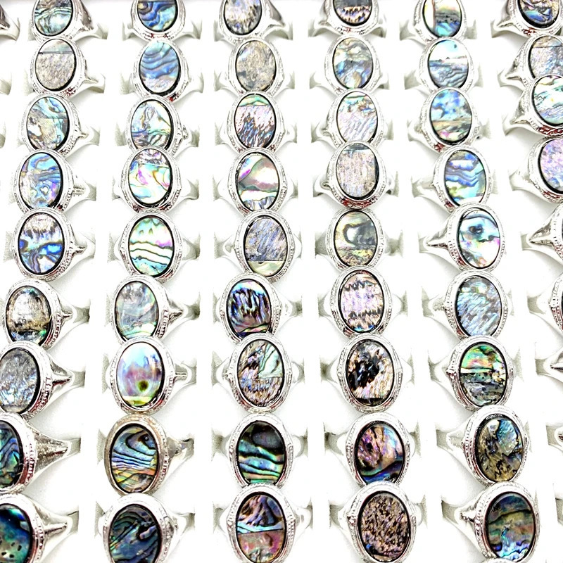 Wholesale of 20 pieces of vintage rings mens natural shells fashionable jewelry party gifts silver finger accessories 240710