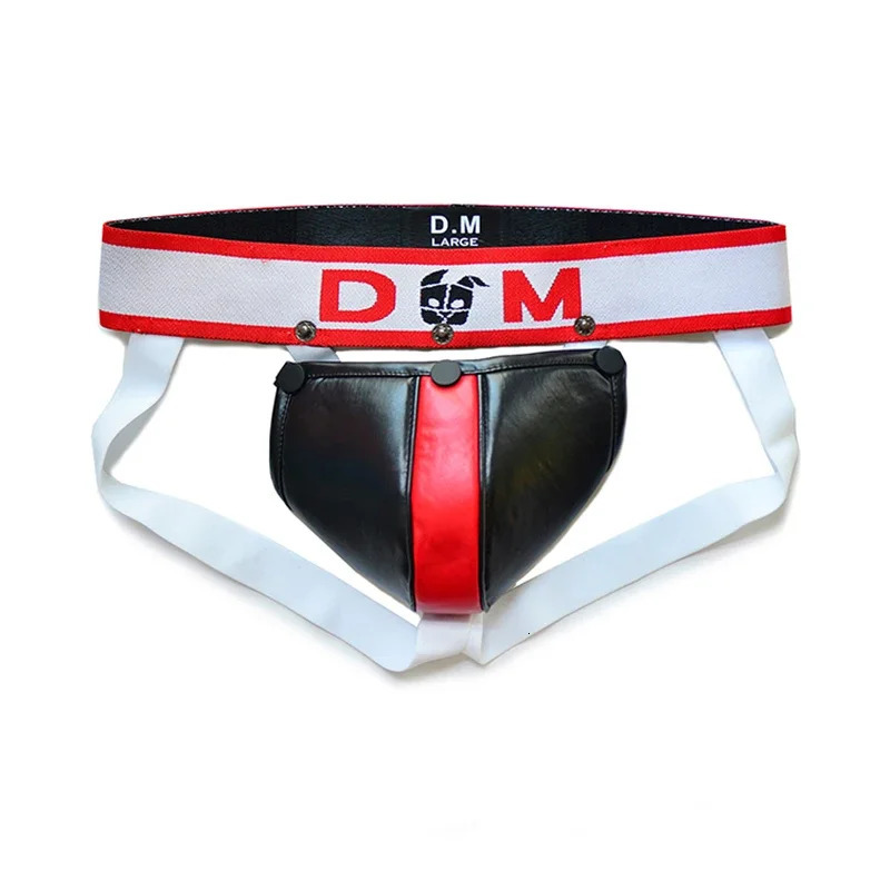 Gay Tangas Sissy Thong Men Underwear Sexy Strings Lingerie Panties PU Detachable Slip Cuecas Jockstrap Ropa Interior Hombre 240711