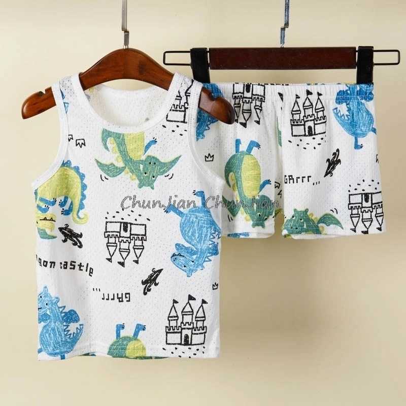 Girls summer sleepwear set boys sleeveless vest sleepwear childrens sleepwear girls summer sleepwearW240716