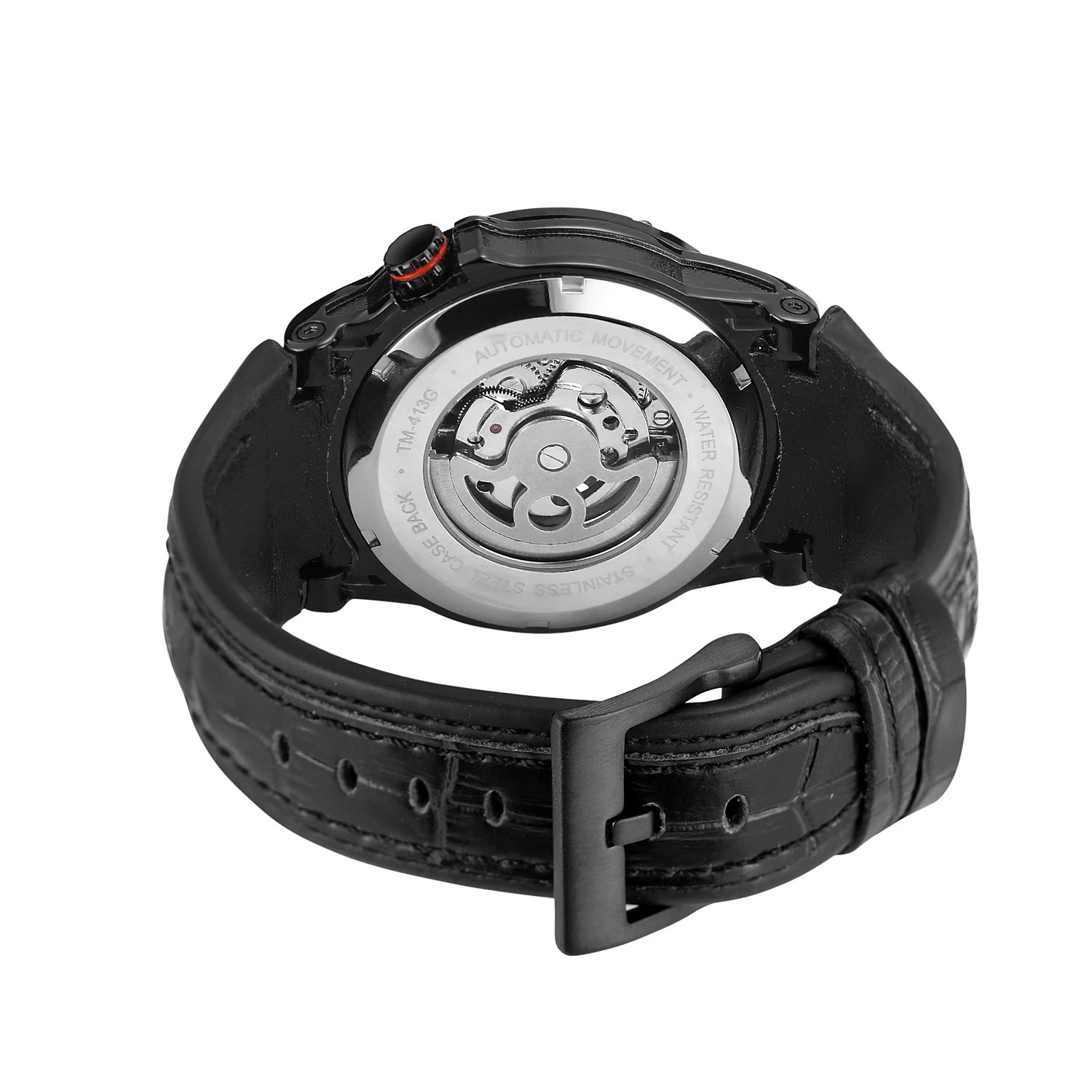 TWinner 2023 Men Automatic Mechanical Movement Watch Leather Strap Skeleton Fashion Waterproof for Male Gift Watches 240716