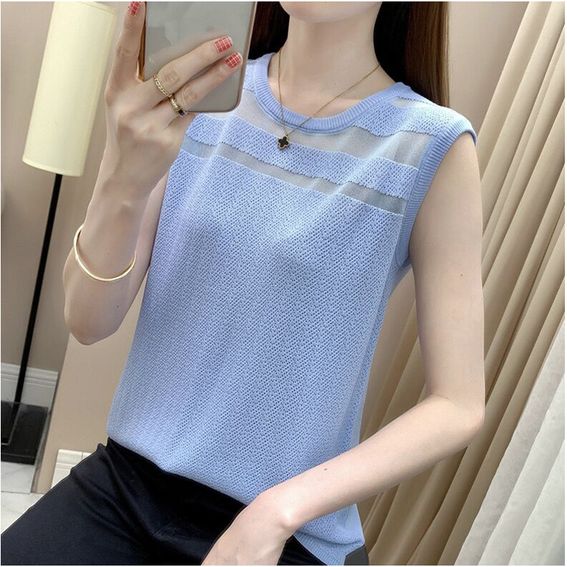 Tank and camisole women in spring, loose ice silk knit sweater outerwear, suit undergarment, sleeveless T-shirt for top