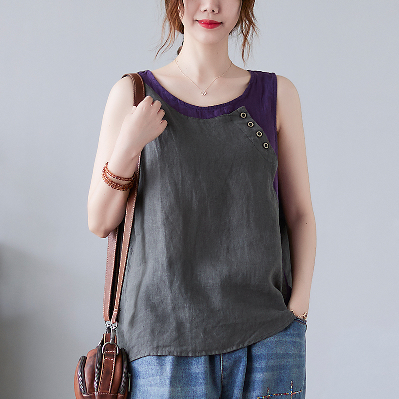 Summer ethnic style women's loose base top outside and a small vest for wearing on the inside