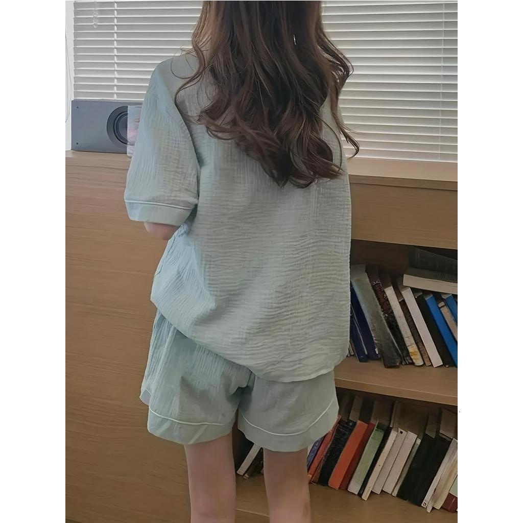 Summer New Style Solid Color High-End Korean Cute Pamas Women's Homewear