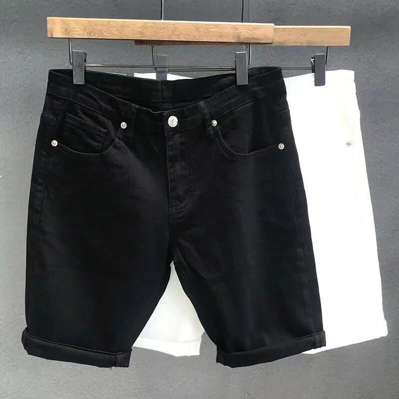 White Denim Shorts Men's Large Size 2022 Summer New Wild Thin Five-point Pants Casual Solid Color Stretch Jeans