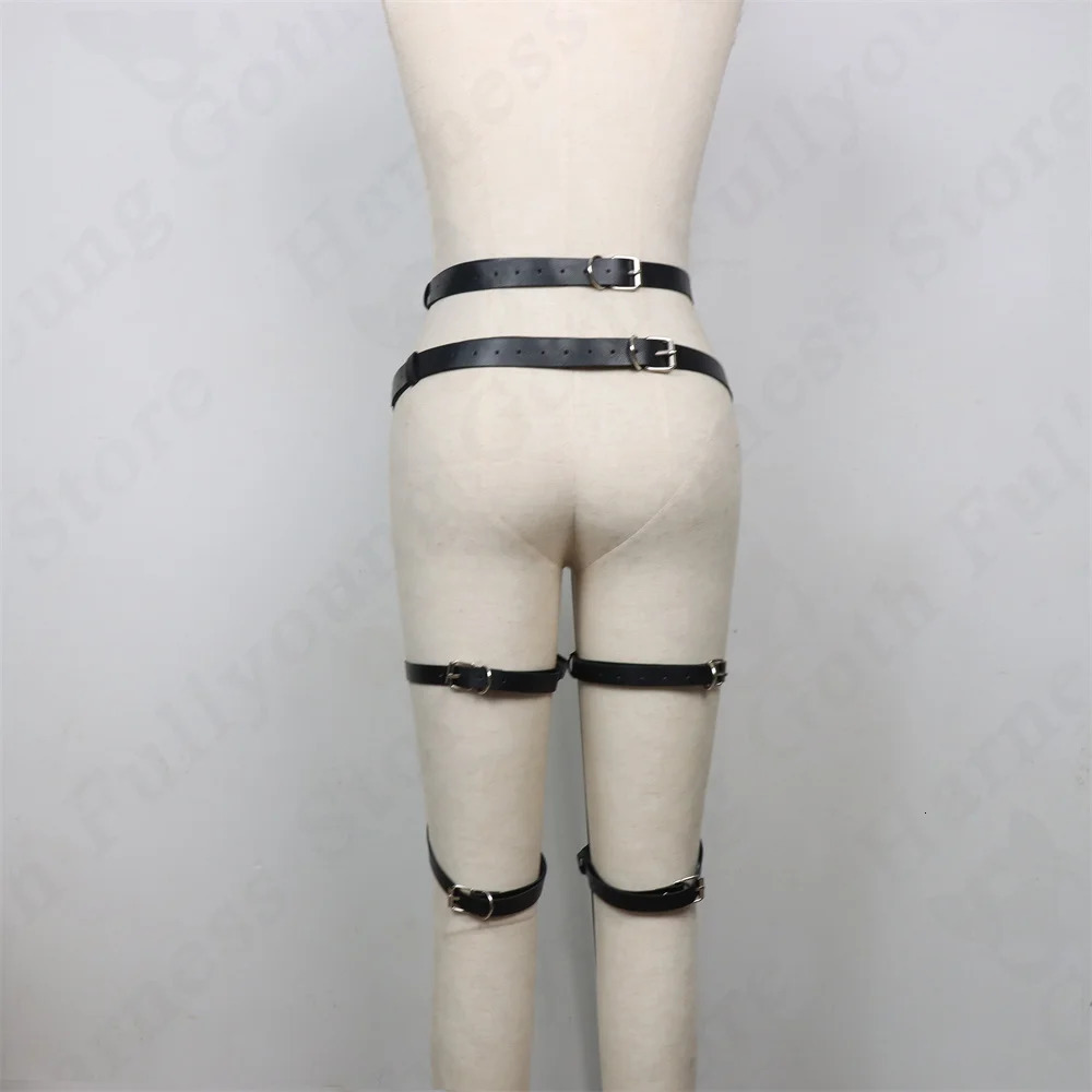 Sexy Suspenders Men Fashion Leather Belts BDSM Leg Harness Harajuku Gothic Punk Fetish Gay Clubwear Lingerie Garters Accessories 240711