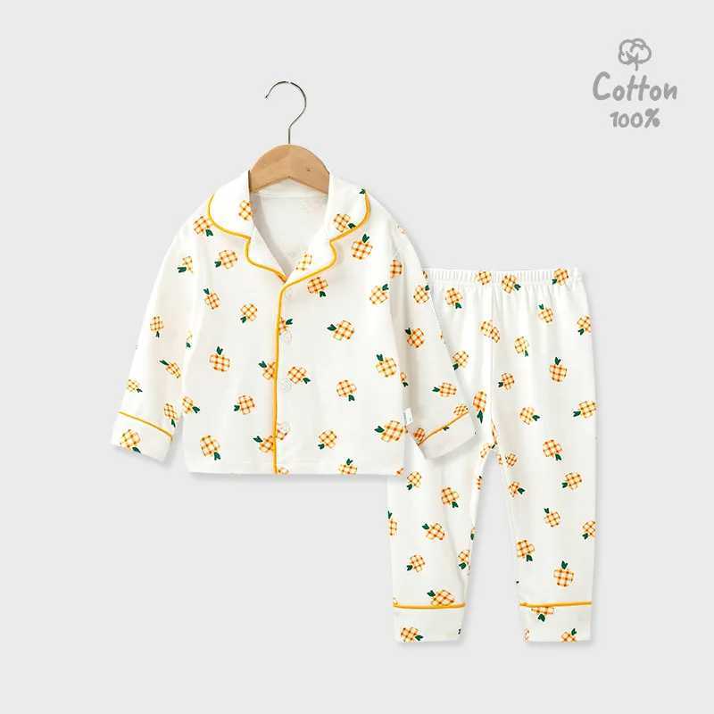 Spring and autumn childrens sleepwear boys and girls long sleeved two-piece cotton sleepwear childrens sleepwearW240716