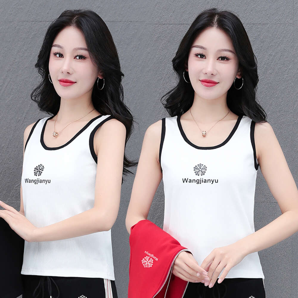 Summer camisole tank round neck print slimming effect, sleeveless top with slim fit and bottom layer women, T-shirt for women