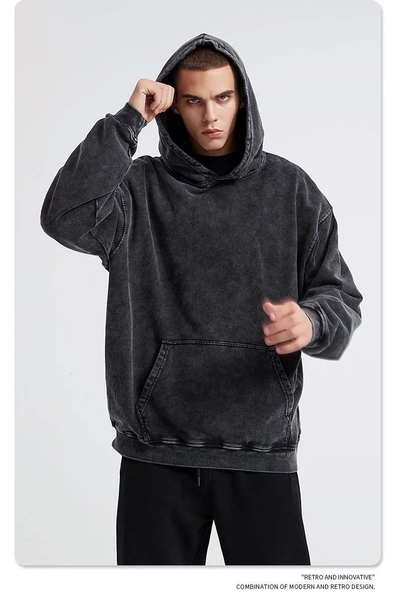 240216 BER Retro Wash Hoodie Men Harajuku Sweatshirts Long Sleeves Hip Hop Pullover Mens Clothing Y2k Streetwear 240717