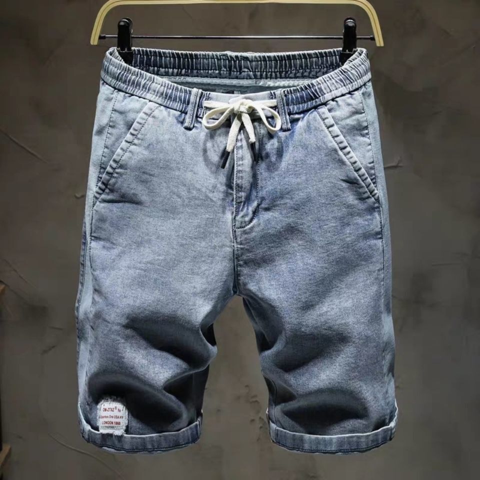 Men's Denim Shorts 2023 Summer Elastic Waist Korean Loose Thin Stretch New Fashion Jeans