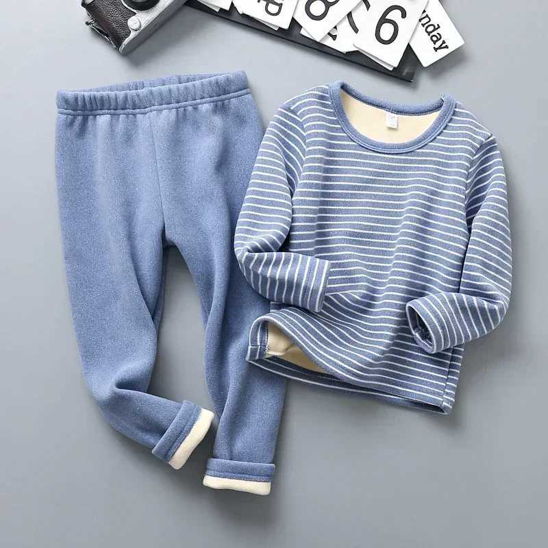 Autumn and Winter Childrens Thick Warm Pajamas Baby Boys and Girls Cartoon Long Sleeve Pajamas Childrens Pajama SetW240716