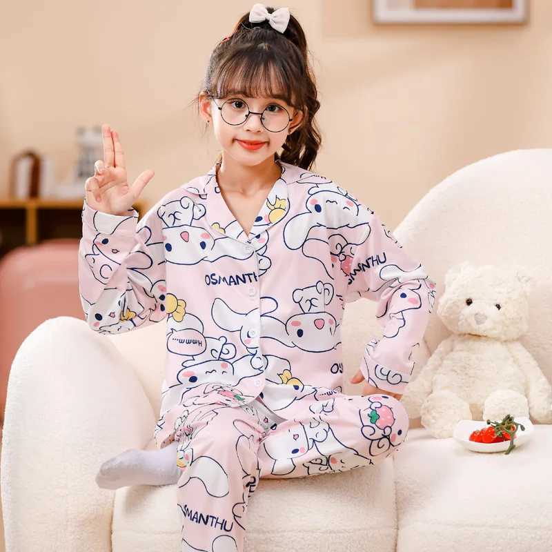 Cotton Girl Cartoon Medium and Large Childrens Home Clothing Set Pajama Girl Pajama Clothing Mother and ChildW240716