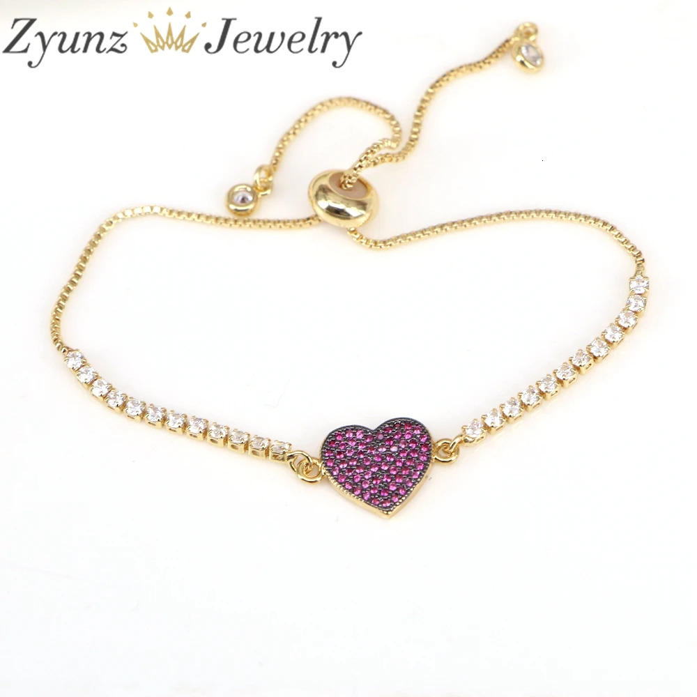 10PCS Fashion Heart Jewelry For Women Girl 3mm CZ Tennis Chain Star Charm Colorful Zircon Bracelet Valentines Day Gift 240719