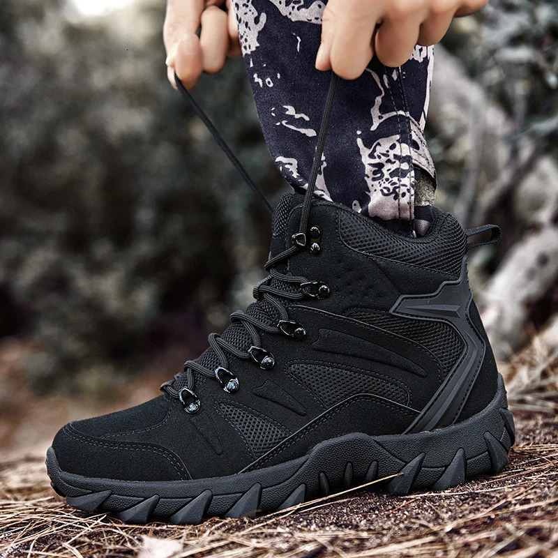 Mens Desert Combat Boots Men Ankle Boots Male Hiking Shoes Tactical Boots Big Size 39- Work Safety Shoes Motocycle Boots 240708