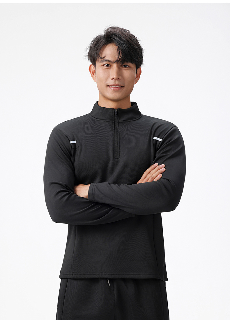 L61183M Mens Quick drying Shirts Long Sleeve Fitness Sweater Moisture Wadding Sweat Running Half Ziip Standing Collar T-shirt Plus Size 6XL