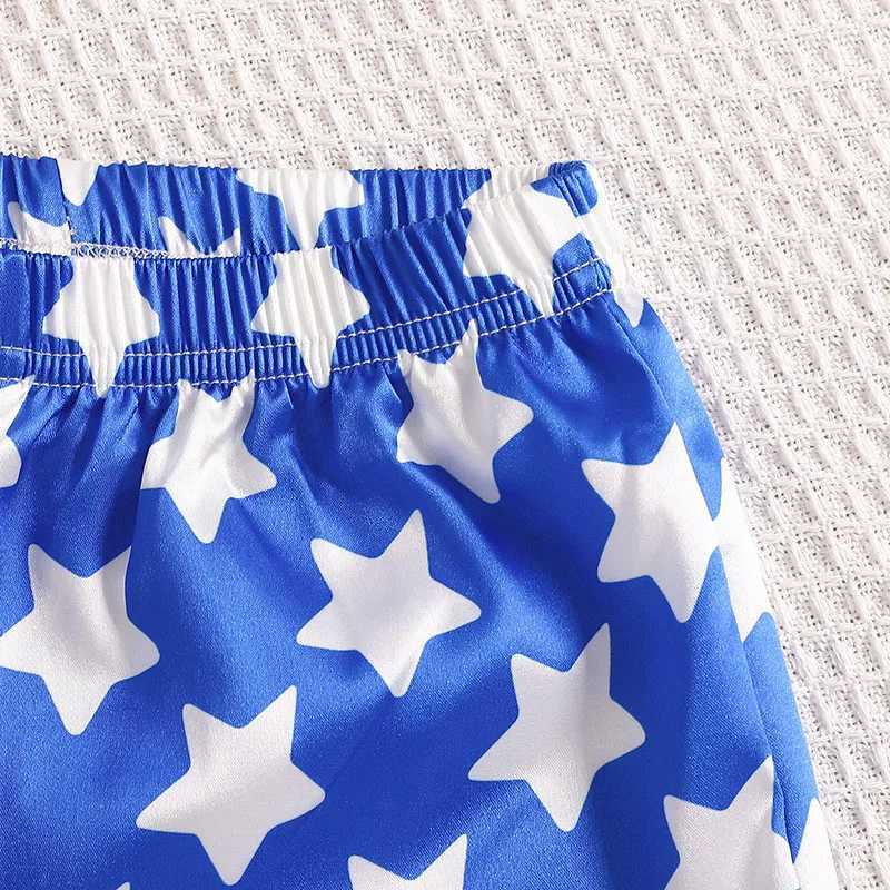 Childrens Pajama Set with Star Print Top and Bottom 2 Pieces Boys Pajamas Childrens Collar Home ClothingW240716