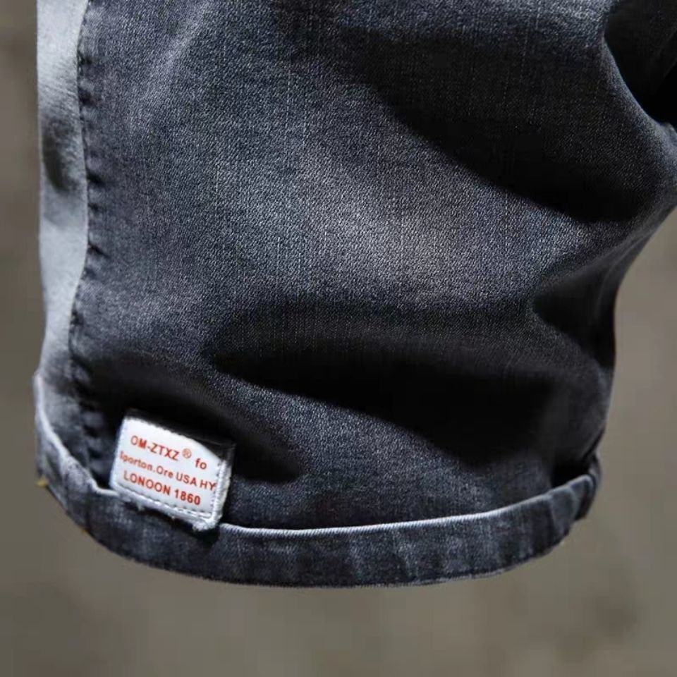 Men's Denim Shorts 2023 Summer Elastic Waist Korean Loose Thin Stretch New Fashion Jeans