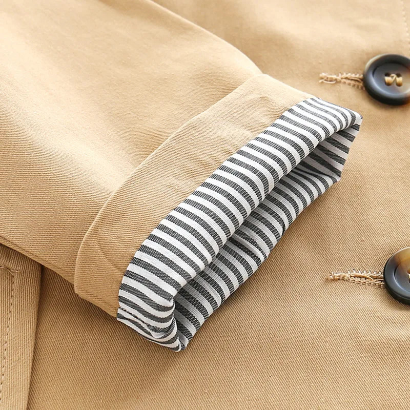 Spring Autumn 2 3 4 5 6 8 10 12 Years Handsome Windbreaker Classic Khaki Outerwear Double-breasted Trench Coat For Kids Boy 240711