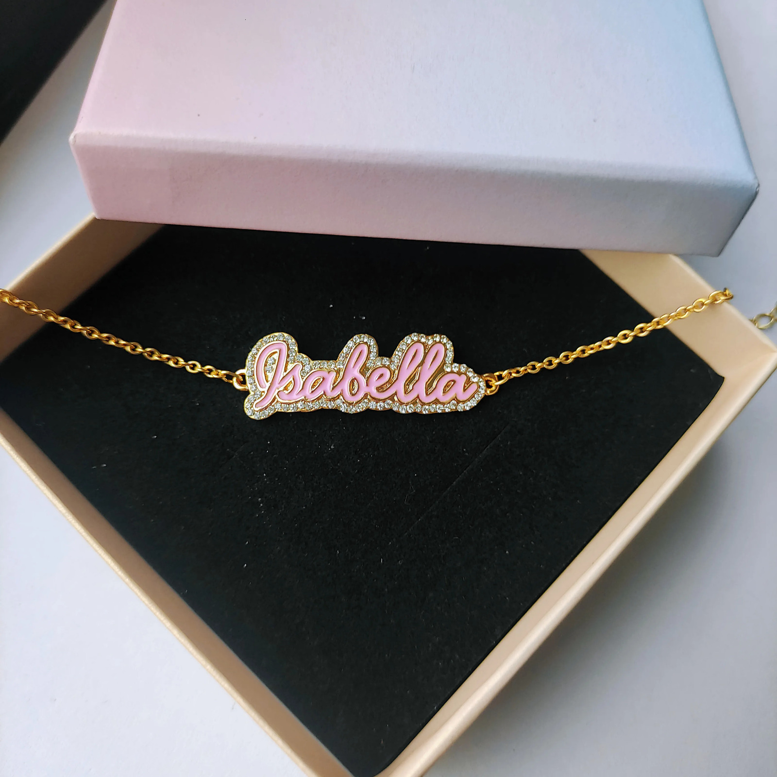 DUOYING Custom Name Bracelet Personlized Pave Outline Enamel With Zirconia Nameplate Gold Plated Bracelet For Women Jewelry Gift 240719