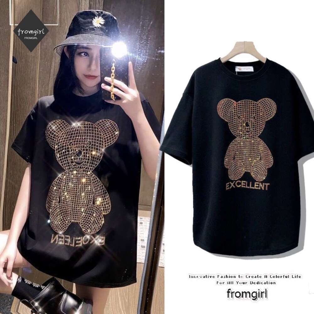 Women's Casual Korean Fashion T-Shirt with Cute Bear Design - Lightweight & Breathable
