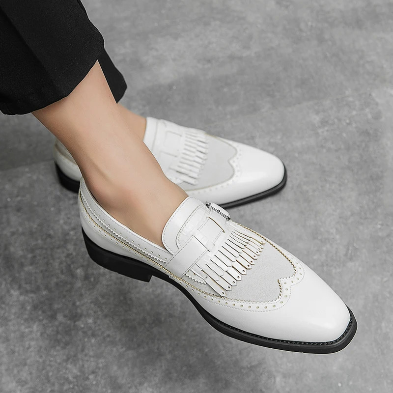Men Tassel Casual Shoes Fashion Men Shoes Handmade White Mens Loafers Moccasins Slip On Mens Flats Male Grace Driving Shoes 240718