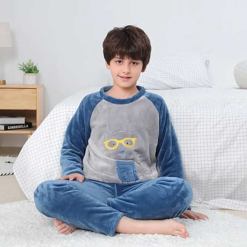 Baby sleepwear winter long sleeved childrens clothing sleepwear teenage sleepwear wool sleepwear childrens sleepwear set 6 8 10 15 years oldW240716