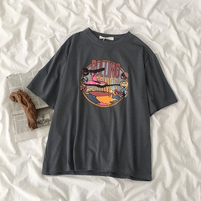 Women's Korean Style Oversize Short-sleeved Loose Printed T-shirt Half-sleeved Bottoming Shirt