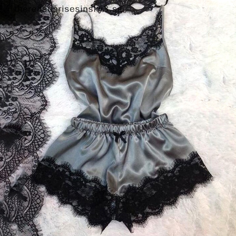 Lingerie Women's Sleepwear Womens 2024 Lace Pijama Dot Print Pajama Sets V-Neck Stretch Satin Sexy Lingerie Pajamas Home Wear Nightwear Erotic Bf
