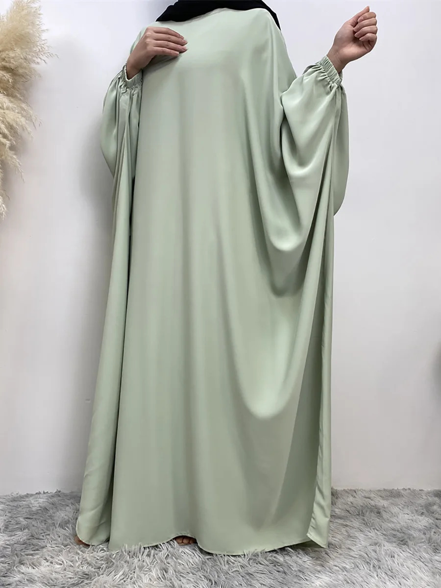 Ramadan Abaya For Muslim Women Bat Sleeve Loose Turkey Solid Color Djellaba Islamic Prayer Dresses Dubai Moroccan Caftan Woman 240712