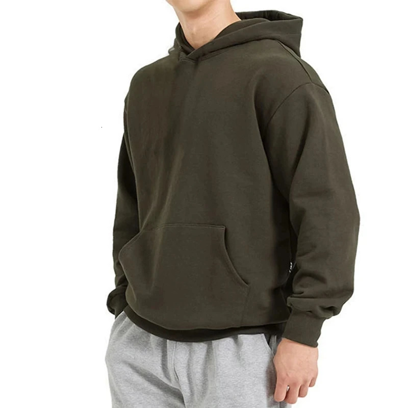 High quality mens hoodie Autumn Winter Casual Loose Hoodie Men Cotton Sweatshirt Fitness Sportswear Male Solid Pullover Tops 240719