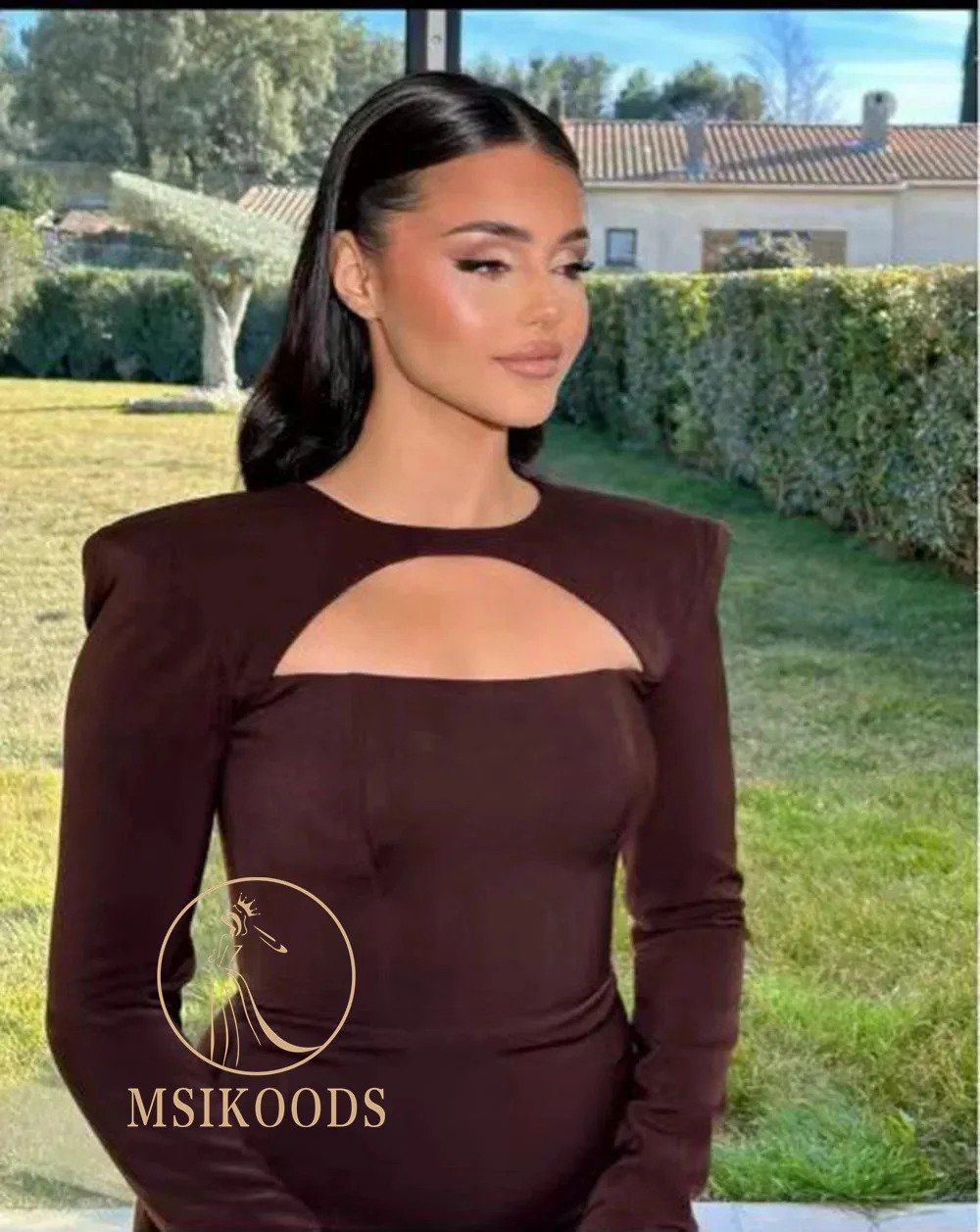 Msikoods Elegant Black Arabia Prom Dresses Mermaid Long Sleeves Muslim Formal Evening Dresses Women Party Gowns 2024 240709