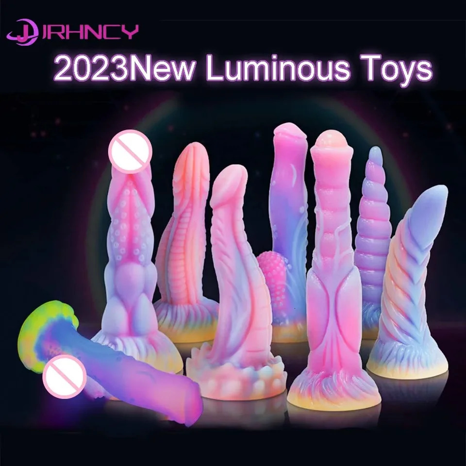 Luminous Anal Plug Animals Dildos For Women Men Butt With Suction Cup Silicone Beautiful Sex Toys 240711