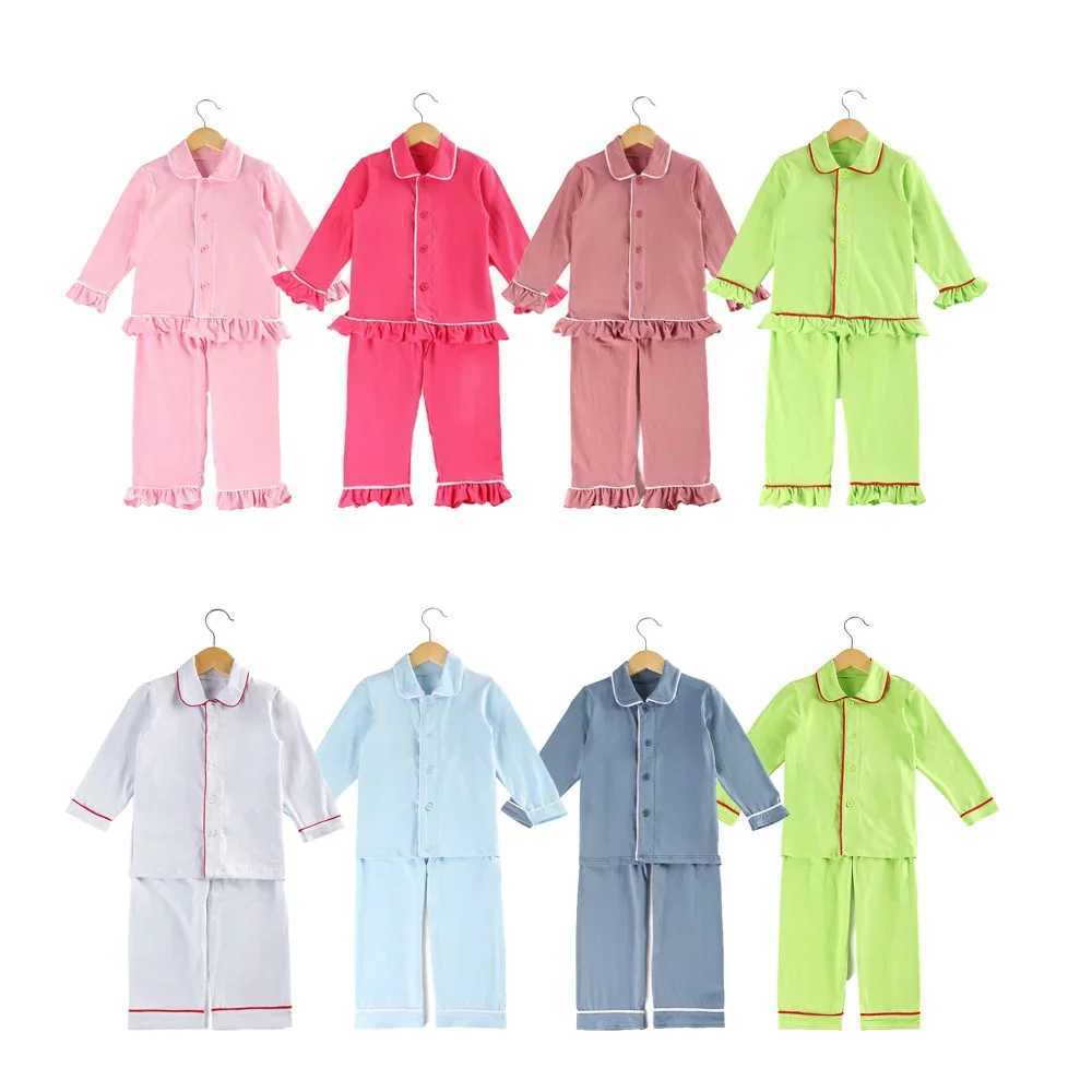 Mudbala 2022 Cotton Long sleeved Autumn/Winter Pajama Childrens Pajama Set Boys and Girls Ruffled Pajamas for PreschoolersW240716