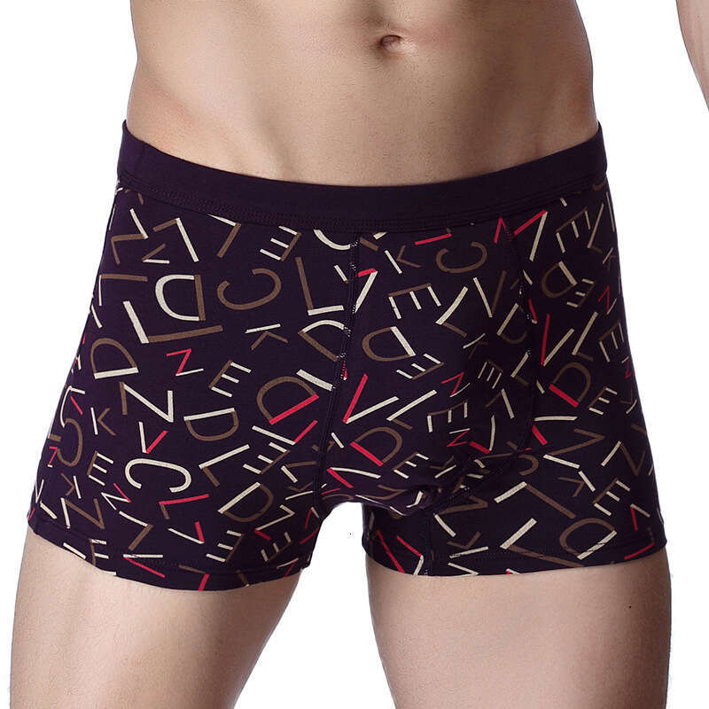 Printed Underwear with No Trace at the Waist, Printed Flat Pants, Pure Cotton U-shaped Men's Square Corner Pants Boxers for Men Mens Underwear De